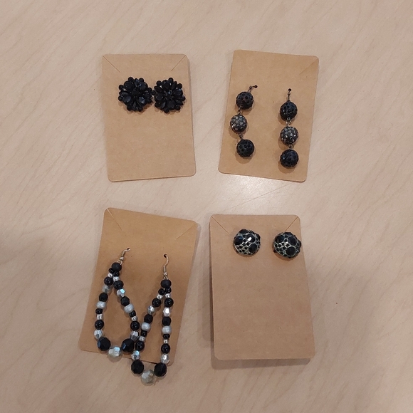 Jewelry - 4 Pairs Fun And Elegant Black and White Beaded Earrings